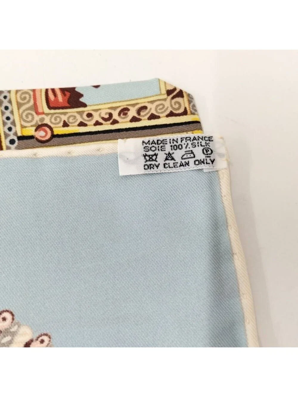 Hermes Carre 90 Scarf Paprol Carriage and Nobility Silk 100% Light Blue